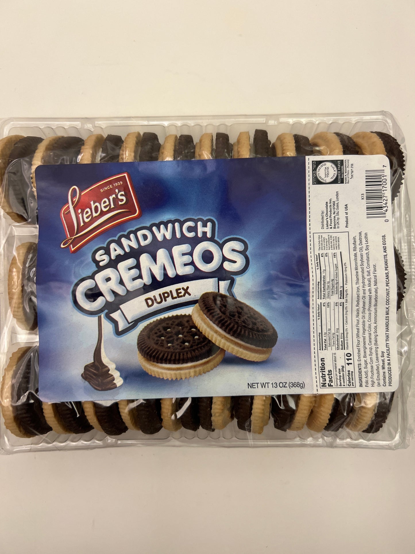 Liebers sandwich creamos duplex cookies