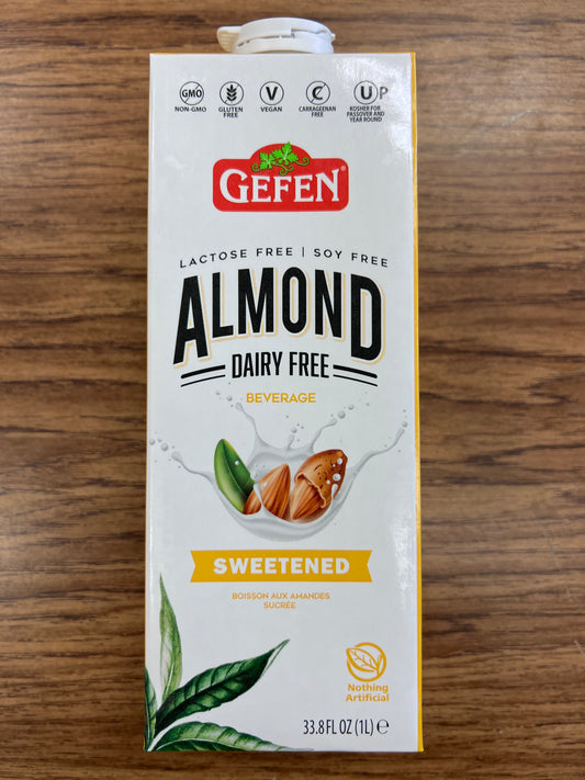 Gefen sweetened almond milk dairy free P