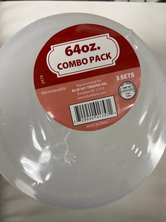 Blue sky. 64oz container combo pack 3-sets lids included