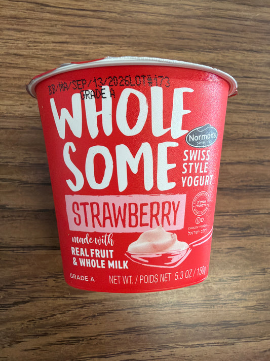 Norman’s wholesome strawberry. Real strawberry and whole milk yogurt 5.3oz