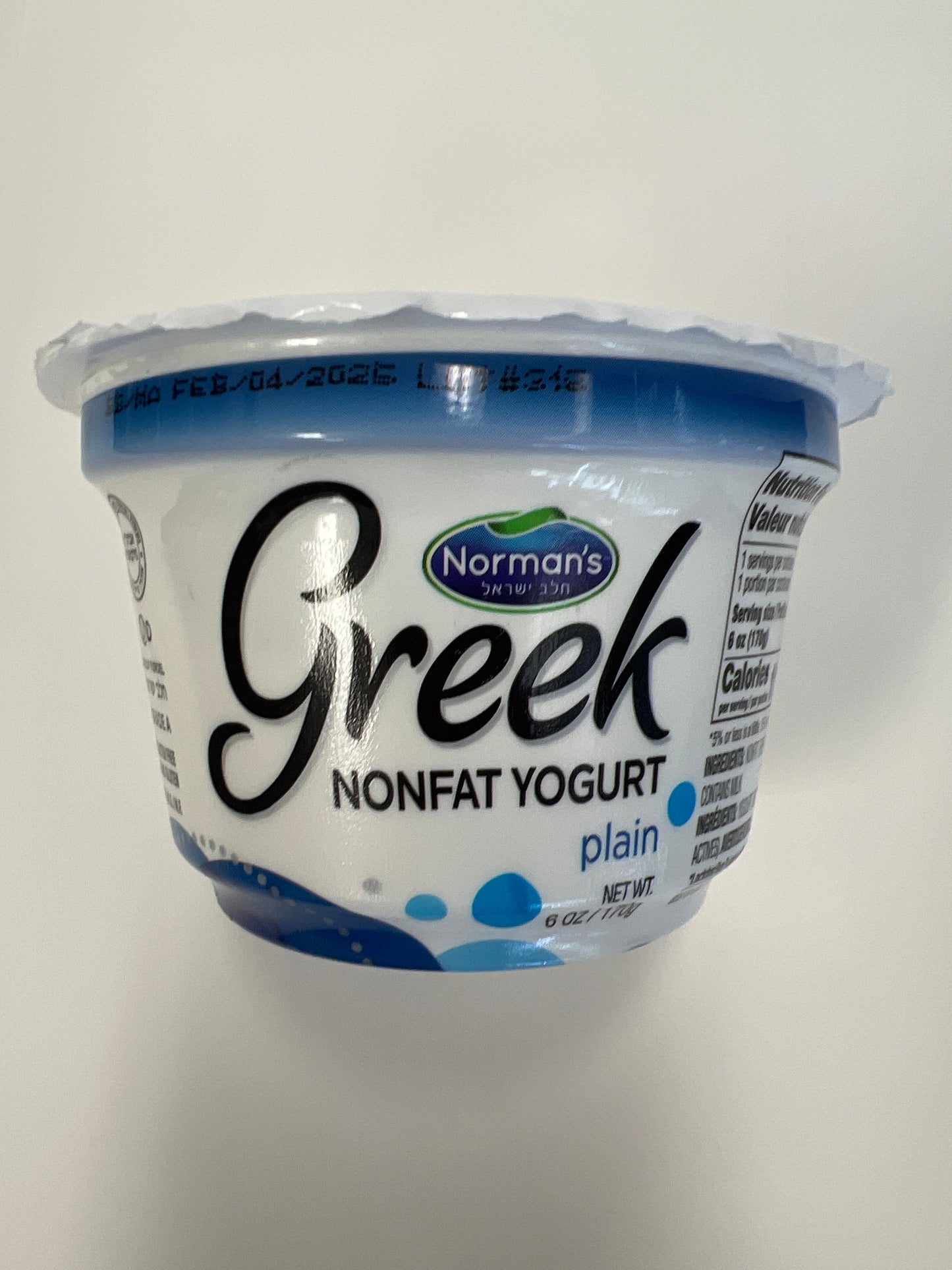 Normans Greek nonfat yogurt plain 6oz