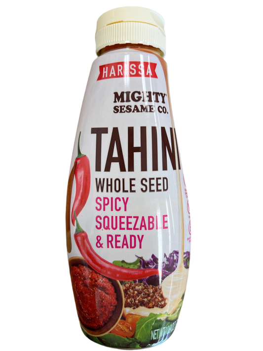 Mighty sesame co. Harissa tahini. Whole seed spicy squeezable and ready