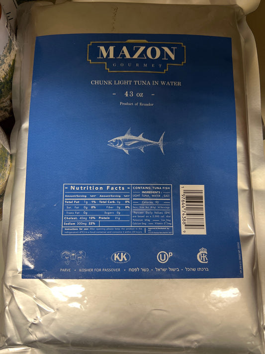 Mazon chunk light tuna in water pouch 43oz