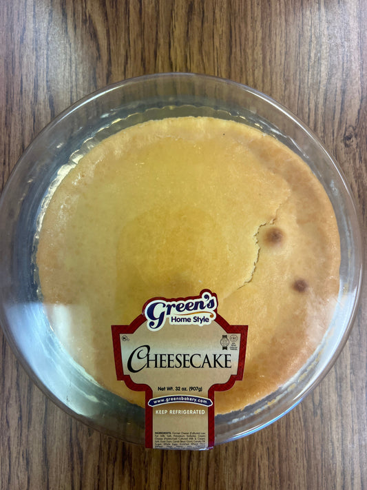 Greens home style cheesecake plain 9”