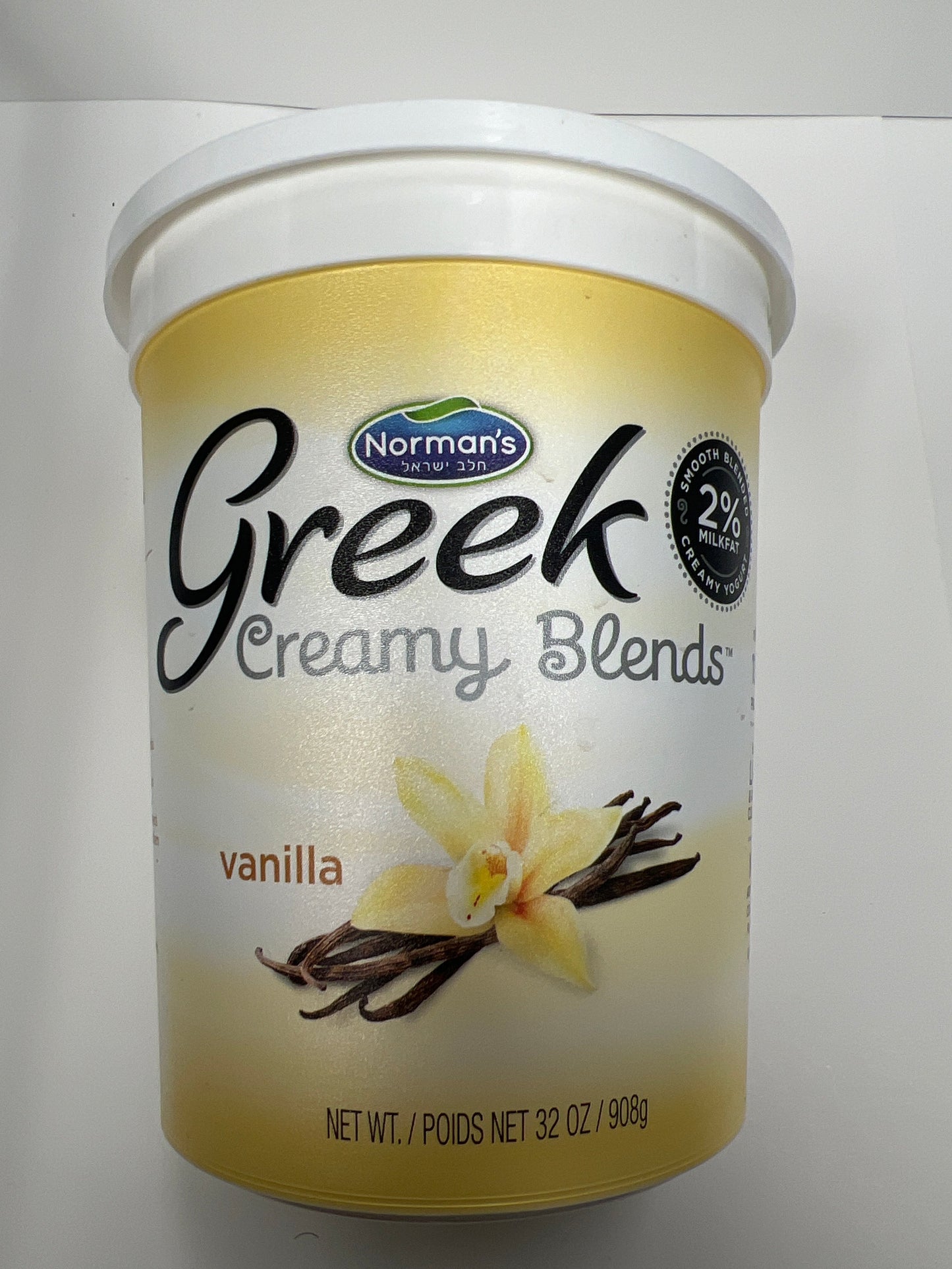 Normans Greek yogurt creamy blend vanilla 2% milk fat 2lb
