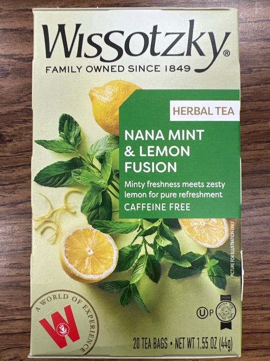 Wissotzky herbal tea. nana mint and lemon fusion