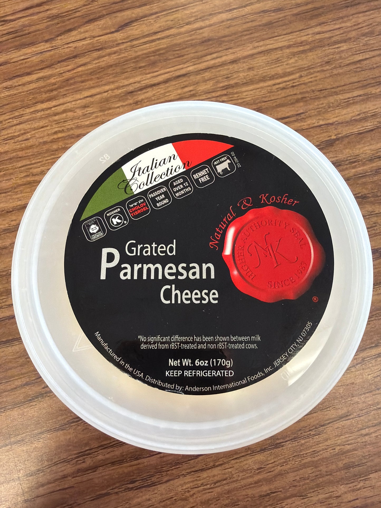 Natural kosher grated Parmesan cheese 6oz
