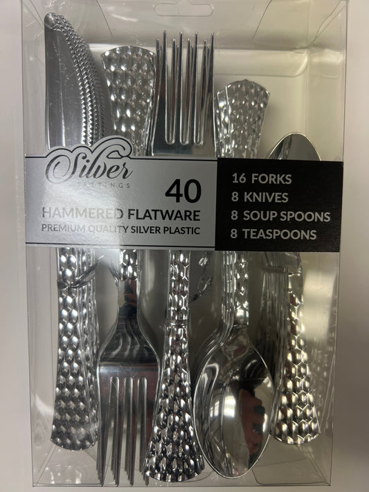 Blue sky #2711 silver settings hammered flatware 40ct silver cutlery