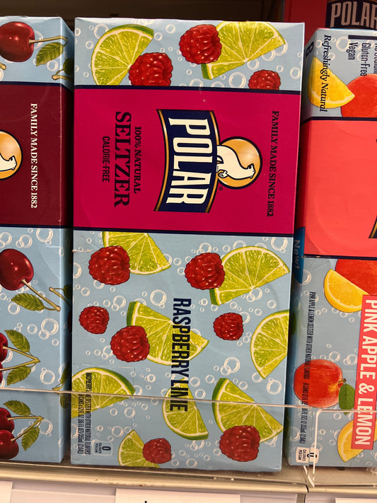 Polar raspberry lime seltzer 8 pack cans