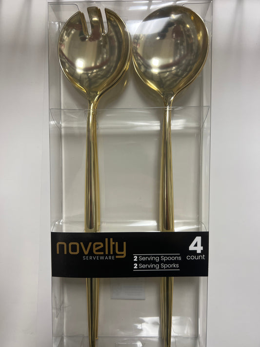 Blue sky #3216 novelty flatware 4ct serving set utensils gold