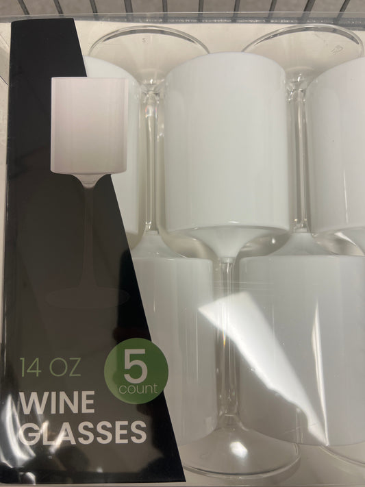 Blue sky #4274 14oz wine cups with stem 5ct white with clear stem