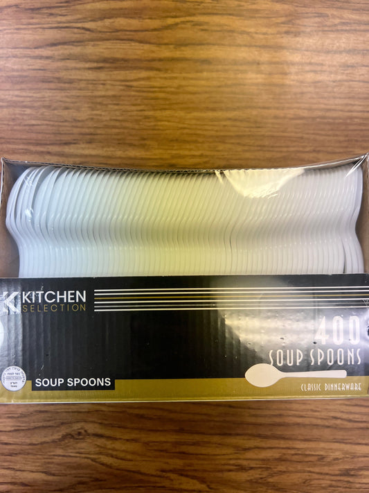 Kitchen selection 400ct soup spoons white plastic