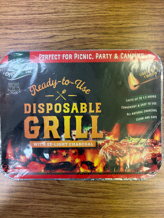 Ready to use disposable grill. With EZ-light charcoal