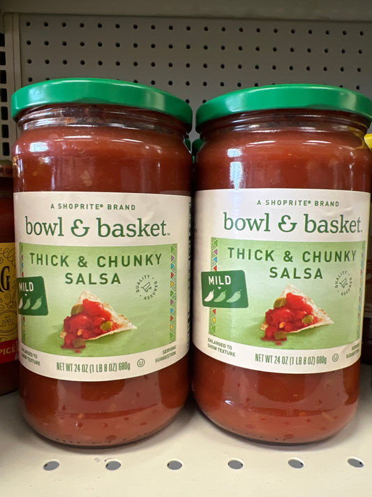 Bowl and basket thick and chunky salsa mild