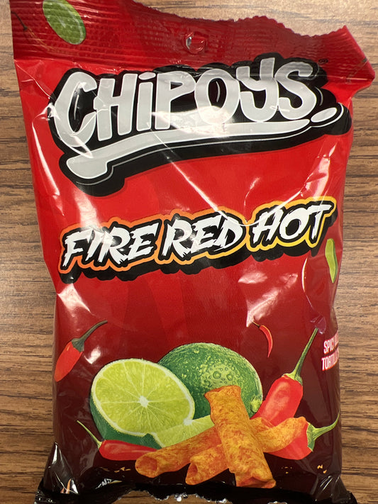 Chipoys. Fire red hot spicy rolled tortilla chip