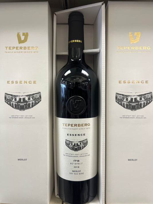 Teperberg essence Merlot dry red wine. Not Mevushal