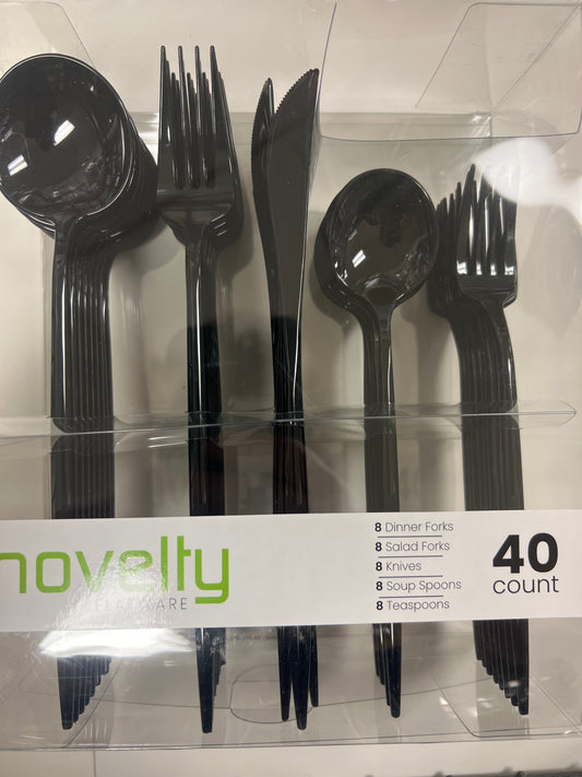 Blue sky #2993 novelty flatware 4ct cutlery black