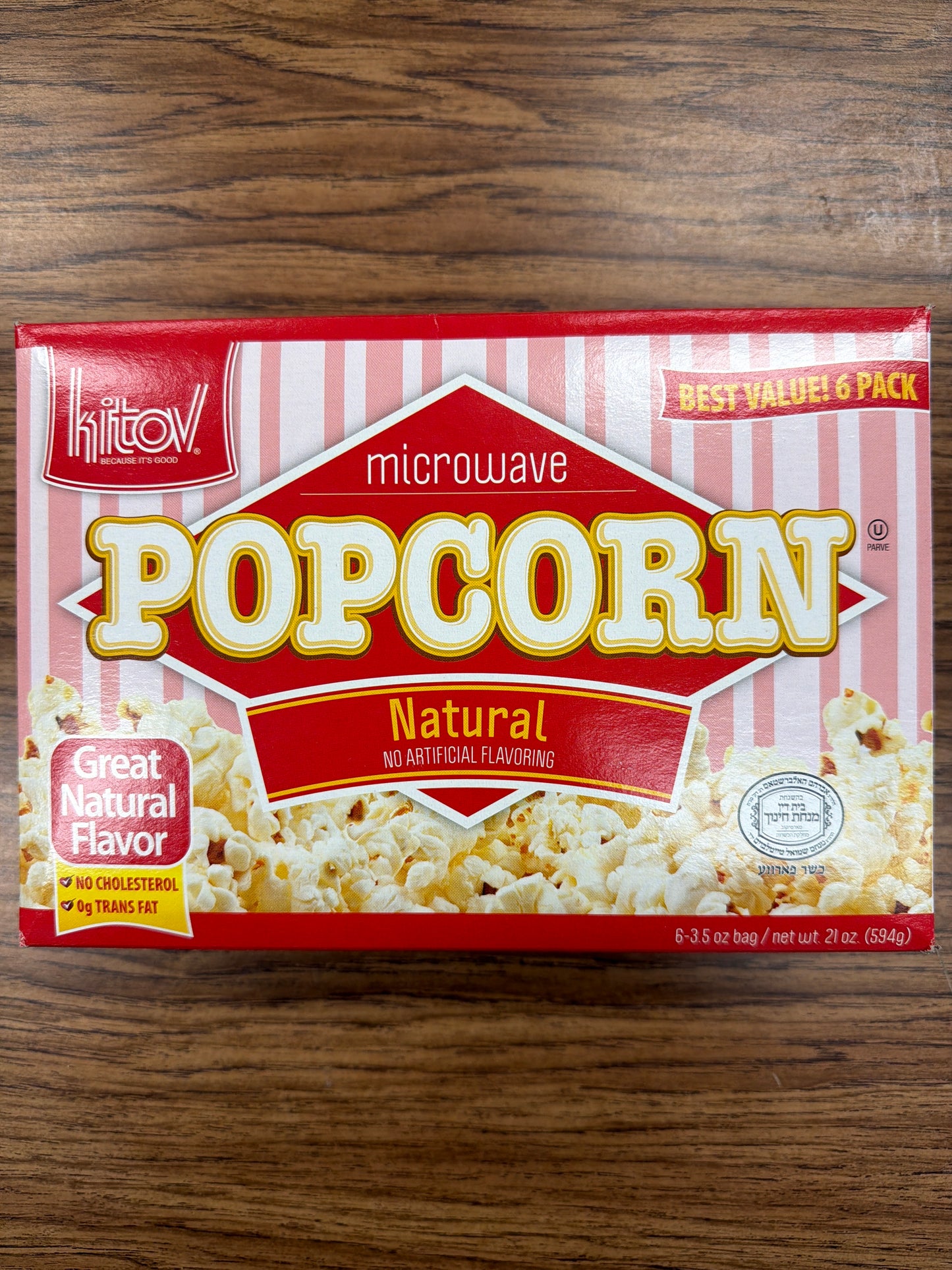 Kitov. Microwave popcorn natural flavored 6-pack