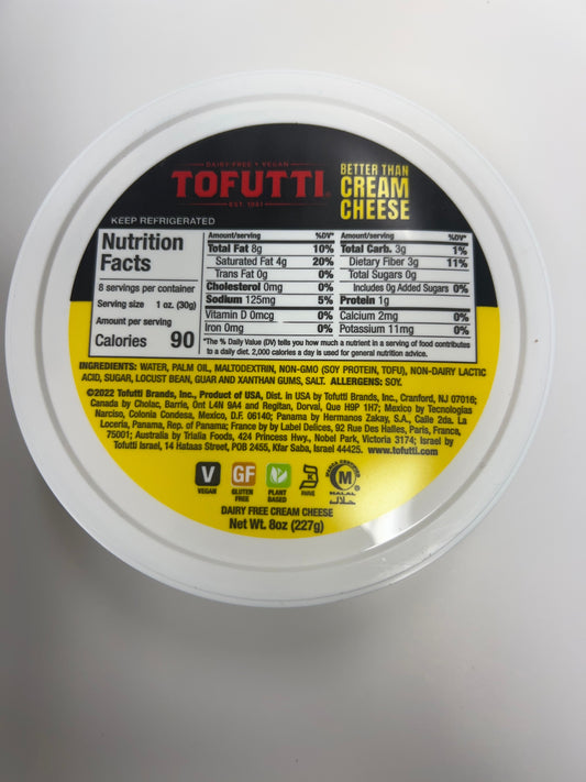 Tofutti better then cream cheese gluten free 8oz