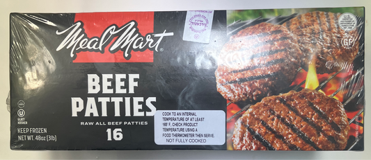 Meal mart beef patties 16ct
