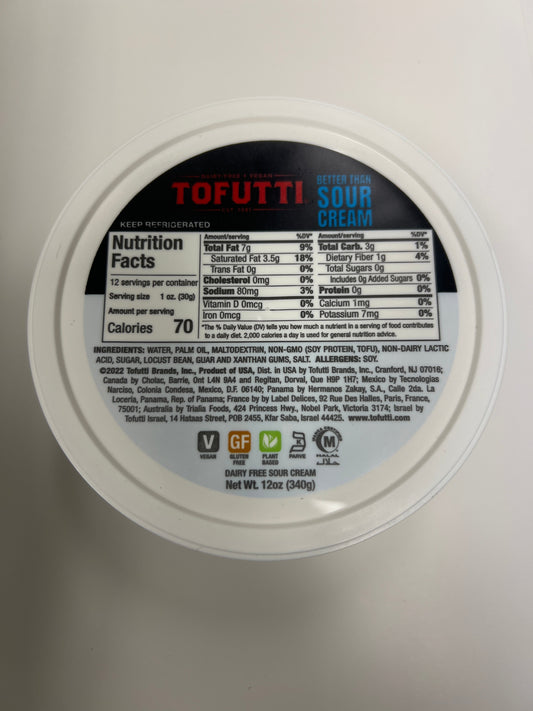 Tofutti sour cream gluten free 12oz
