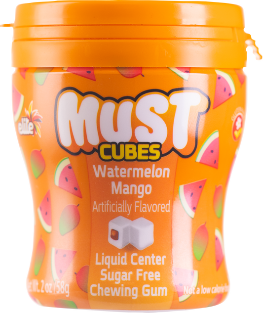 Elite must gum. Watermelon mango cubes. Sugar free