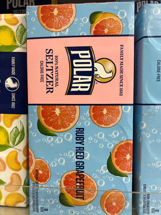 Polar ruby red grapefruit seltzer 8 pack cans