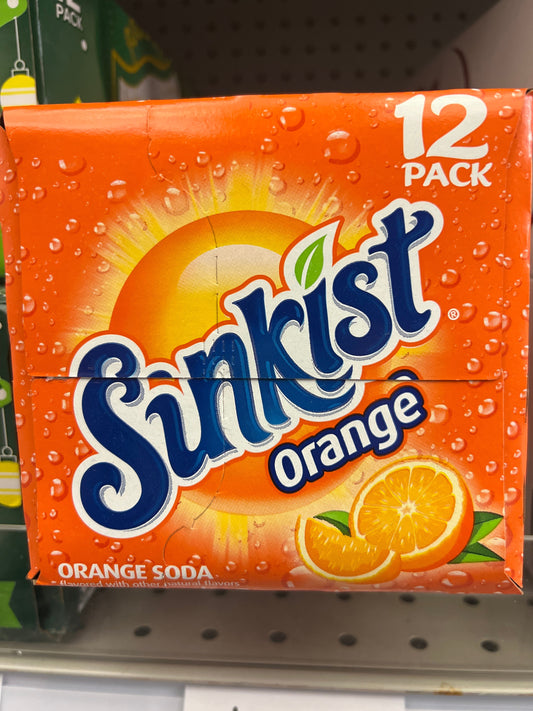 Sunkist orange soda 12 pack cans