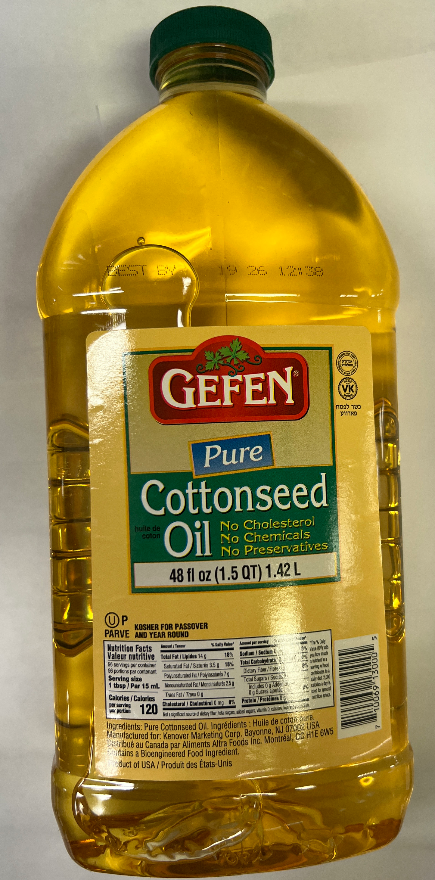Gefen pure cottonseed oil 48oz