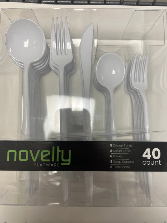Blue sky #2917 novelty flatware 40ct cutlery white