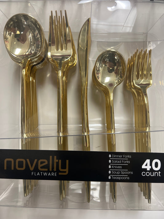 Blue sky #2915 novelty flatware 40ct cutlery gold
