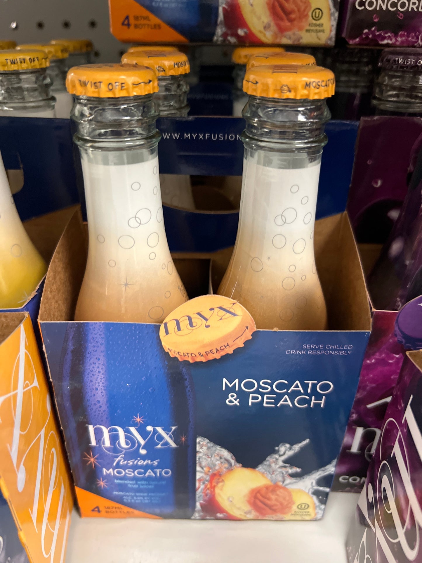 Myx Peach Moscato Fusions 4 x 187ml Mevushal