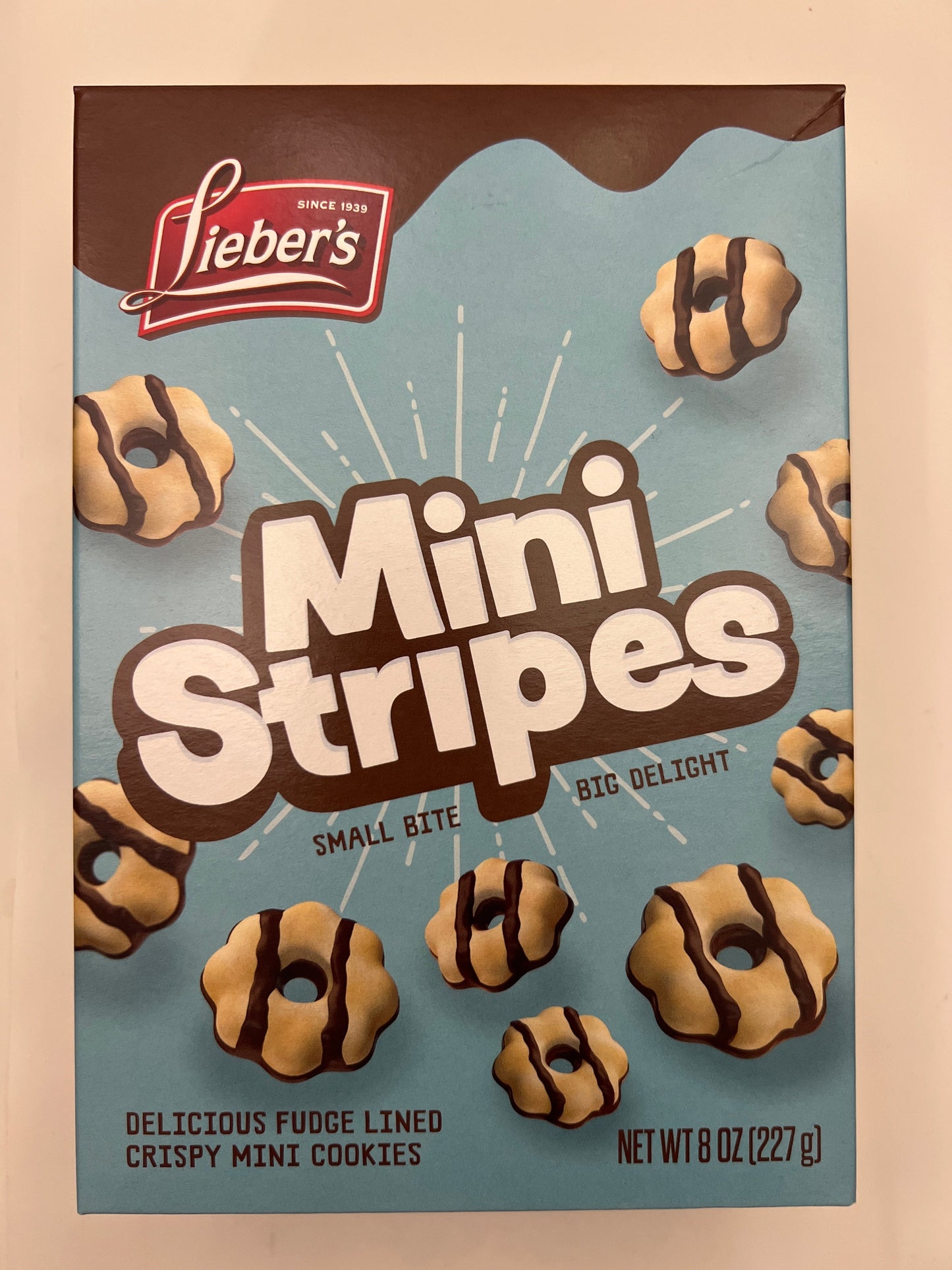 Liebers mini stripes fudge lined cookies