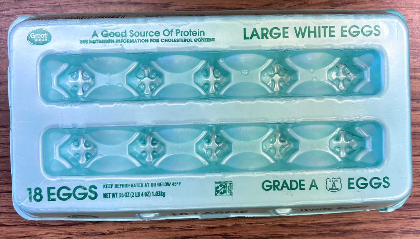 Large white eggs. Grade A 18ct 1.5 dozen