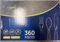 Sapphire settings. 360pc clear premium cutlery. 180 forks. 120 spoons. 60 knives.
