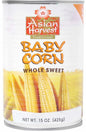 Asian harvest. Whole sweet baby corn in a can
