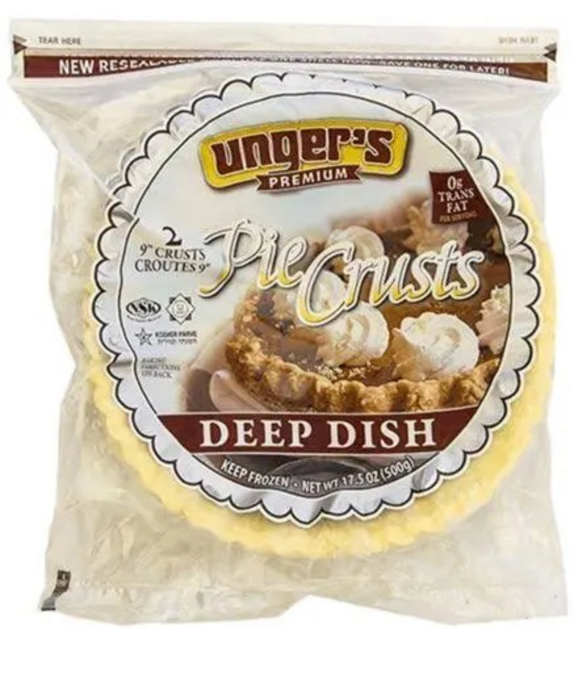 Unger’s pie crust deep dish 2-pack