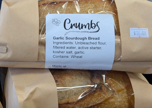 Crumbs garlic sourdough bread