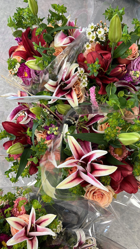 Assorted flower bouquets. Varies by week on color and style