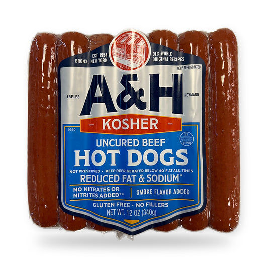 A and H uncured beef hotdogs reduced fat and sodium gluten free