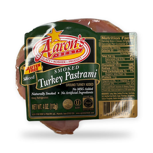 Aarons best. Sliced smoked Turkey pastrami. Gluten free