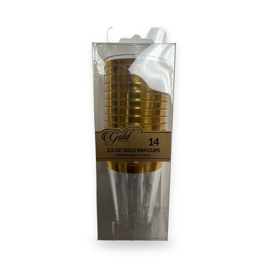 Blue sky #2540 gold settings 2.5oz gold rim shot/dessert cups 14ct clear