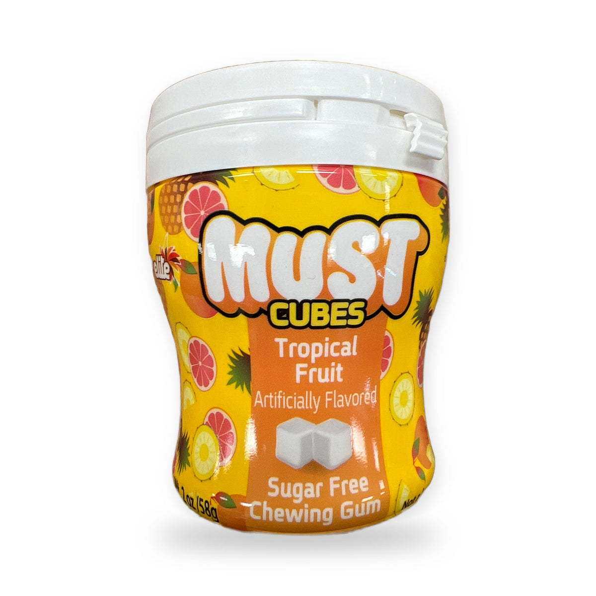 Elite must gum. Tropical fruit cubes. Sugar free
