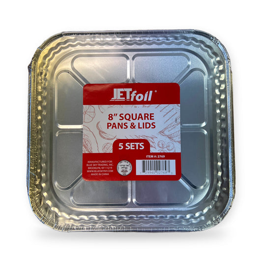 Jetfoil #2769 8” square aluminum pans with lids 5 sets.