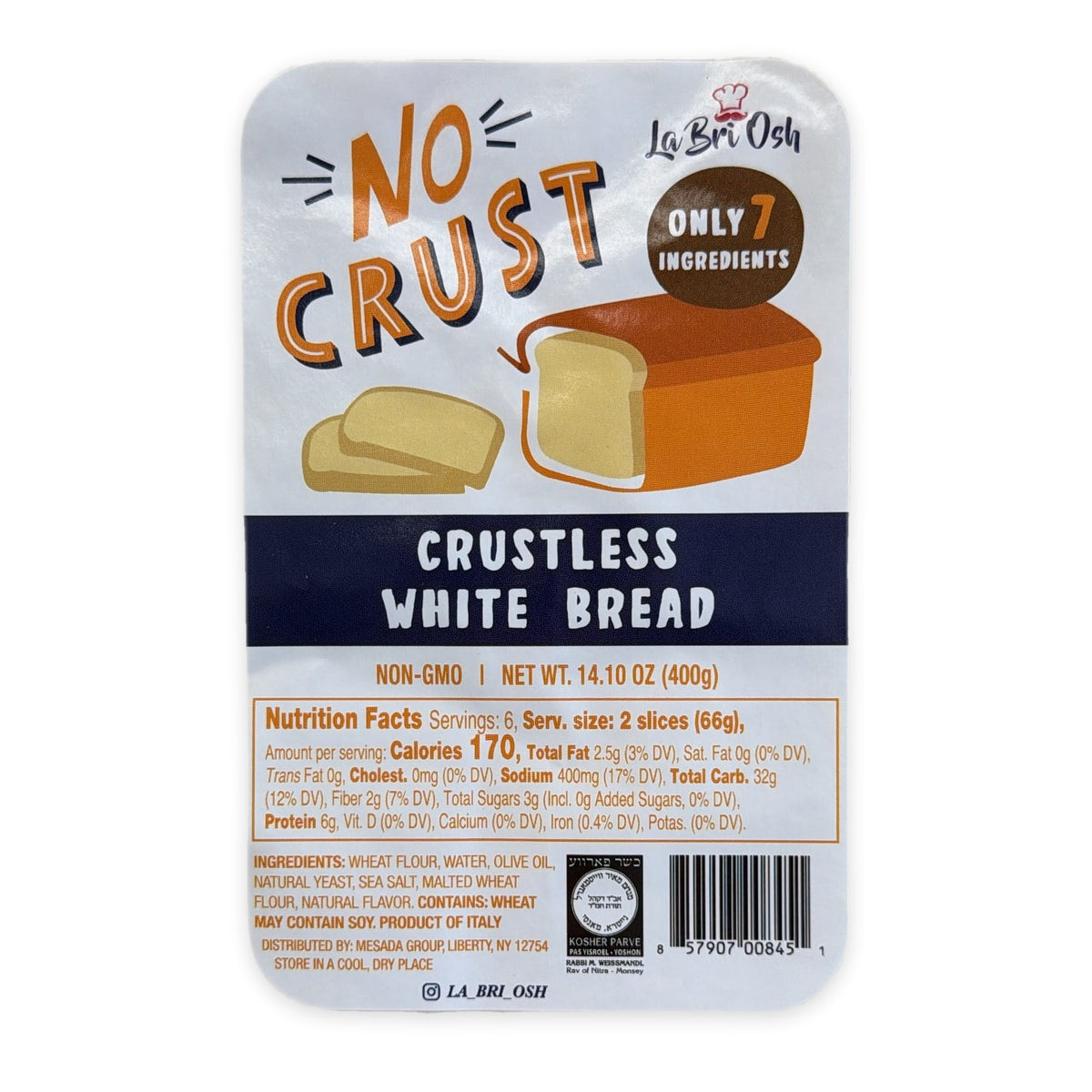 La Bri Osh No Crust crustless white bread 14.1 oz
