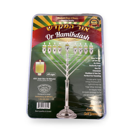 Oh hamikdash. Medium size over 2 hours. 100% solid oil gel Chanukah candles. 44 cups