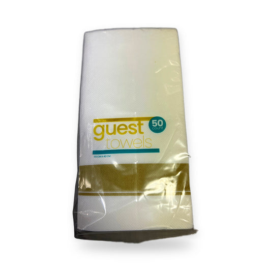 Simcha collection 2778 white with gold line guest towel/napkins 50ct