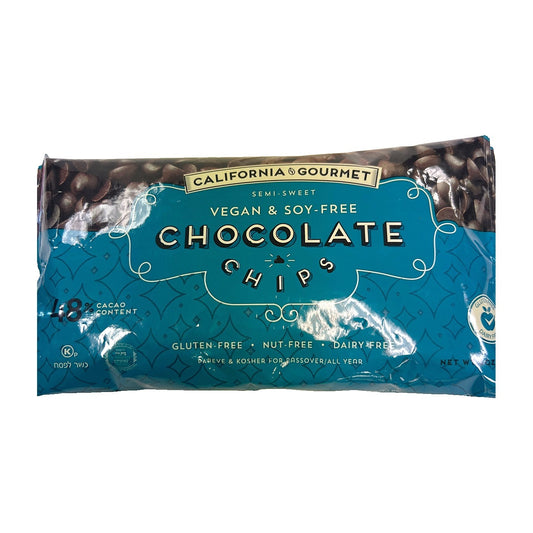 California gourmet gluten free chocolate chips. Vegan. Soy free 48% cocoa