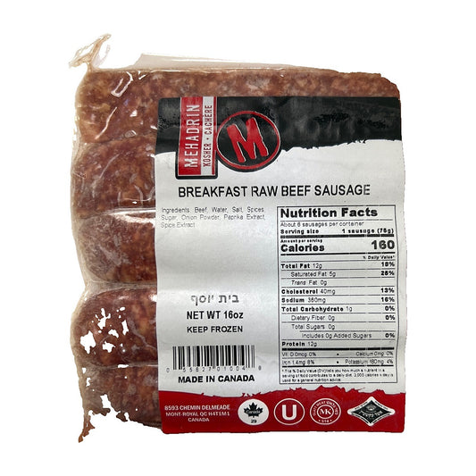 Mehadrin breakfast raw beef sausage