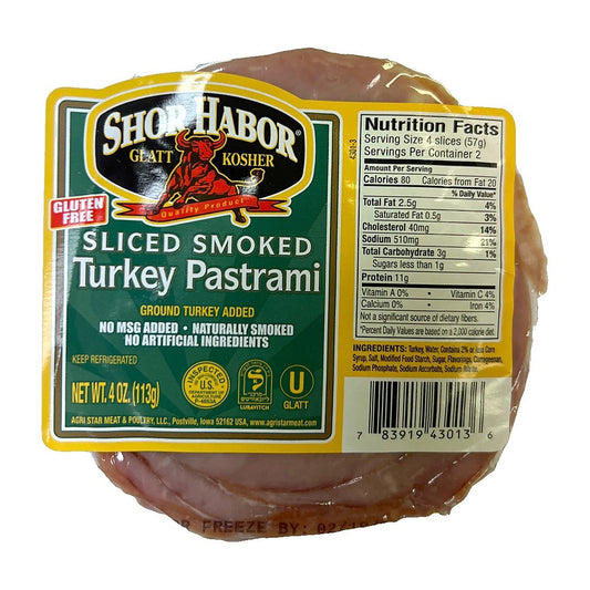 Shor habor gluten free sliced smoked turkey pastrami